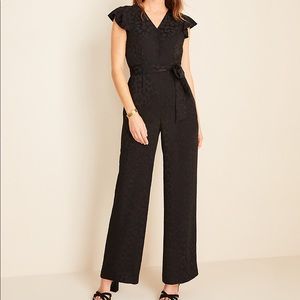 Ann Taylor Cheetah Jacquard Flutter SleeveJumpsuit